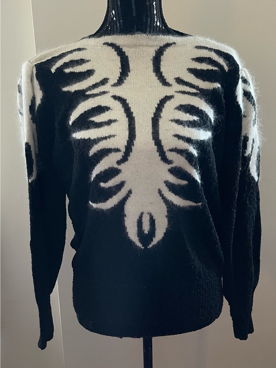 Olsen Europe Sweaters - Vintage Olsen Black and White Angora Patterned Sweater Size XL